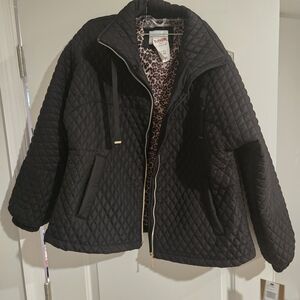 Weatherproof Women's Quilted Jacket – Black - Size Large - Leopard Lining – NWT‎